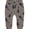 Baby Boy Guitar Print Sweatpants, Elephant Grey - Sweatpants - 1 - thumbnail