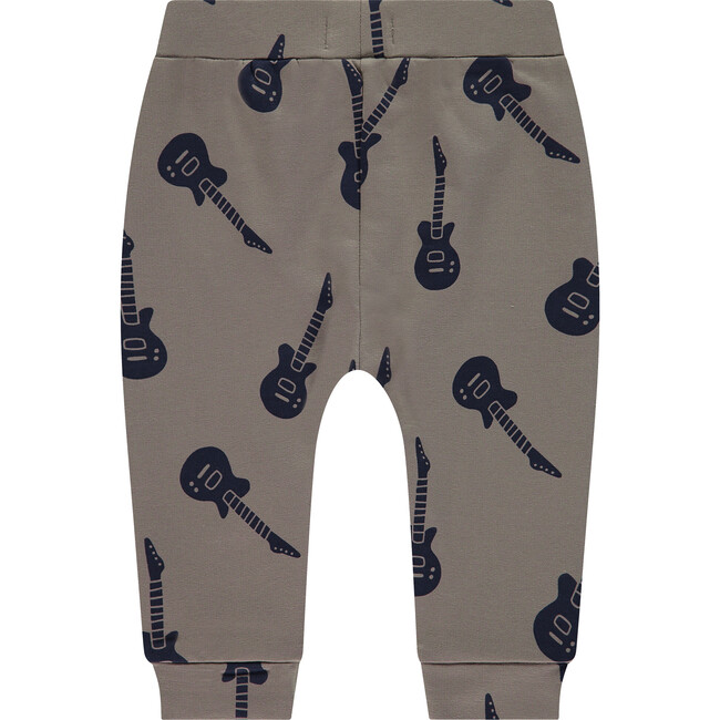 Baby Boy Guitar Print Sweatpants, Elephant Grey - Sweatpants - 2