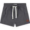 Baby Boy Elastic Drawstring Waist Sweatshorts, Dark Grey - Shorts - 1 - thumbnail