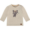 Baby Boy Dancing Elephant Long Sleeve T-Shirt, Cream - T-Shirts - 1 - thumbnail