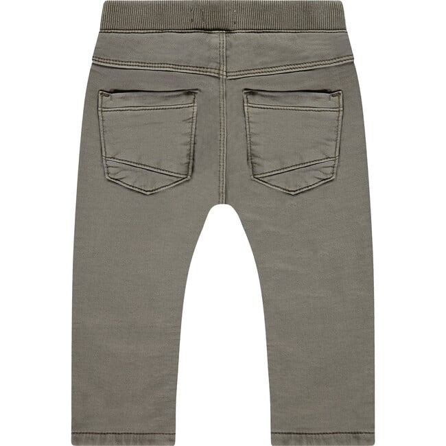 Baby Boy Elastic Waist Slim Fit Pants, Elephant Grey - Pants - 2