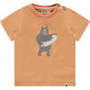 Accordian Playing Bear Short Sleeve T-Shirt, Orange - T-Shirts - 1 - thumbnail