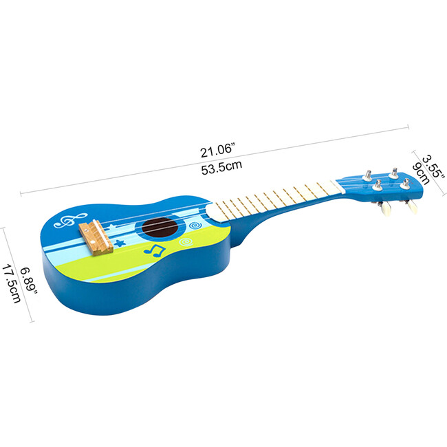 Kid's Wooden Toy Ukulele - Blue & Green - Musical - 5