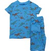 Kids Short Sleeve Pajamas, Blue Dinosaurs - Pajamas - 1 - thumbnail