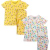 Kids 2-Pack Short Sleeve Pajamas, Yellow Flowers/Colorful Dots - Pajamas - 1 - thumbnail