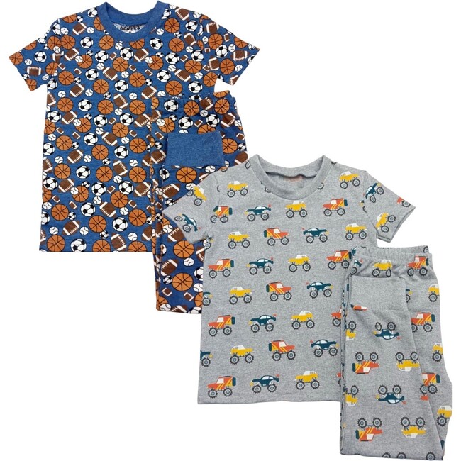 Kids 2-Pack Short Sleeve Pajamas, Trucks/Sports