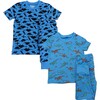 Kids 2-Pack Short Sleeve Pajamas, Dark Dinosaurs/Blue Dinosaurs - Pajamas - 1 - thumbnail