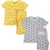 Kids 2-Pack Short Sleeve Pajamas, Yellow Flowers/Butterflies - Pajamas - 1 - thumbnail