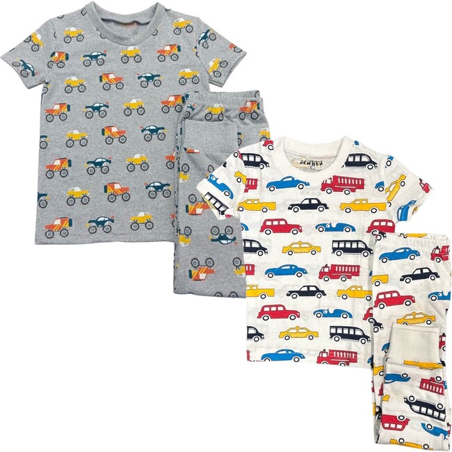Kids 2-Pack Short Sleeve Pajamas, Trucks/Cars