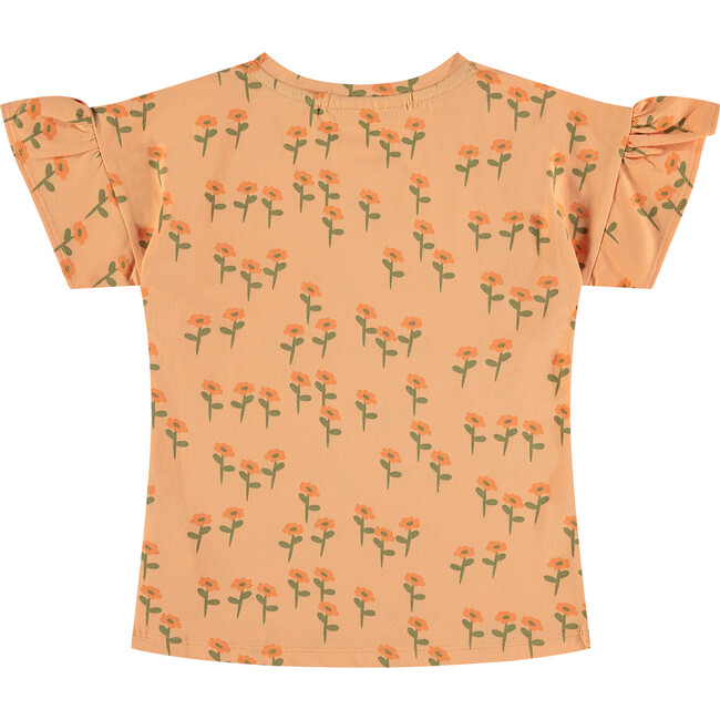 Flowers Print T-Shirt, Cantaloupe Orange - T-Shirts - 2