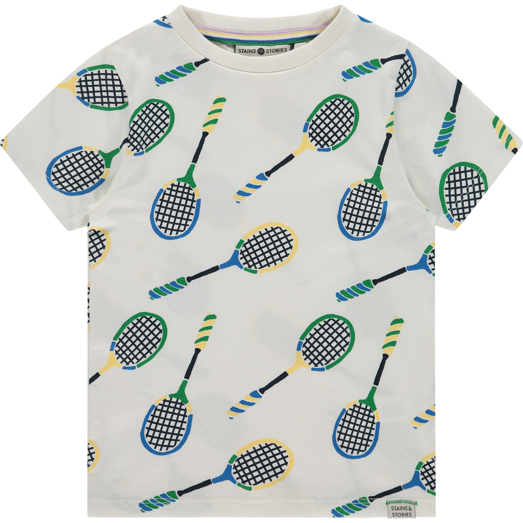 Tennis Rackets T-Shirt, River Blue - Stains and Stories by