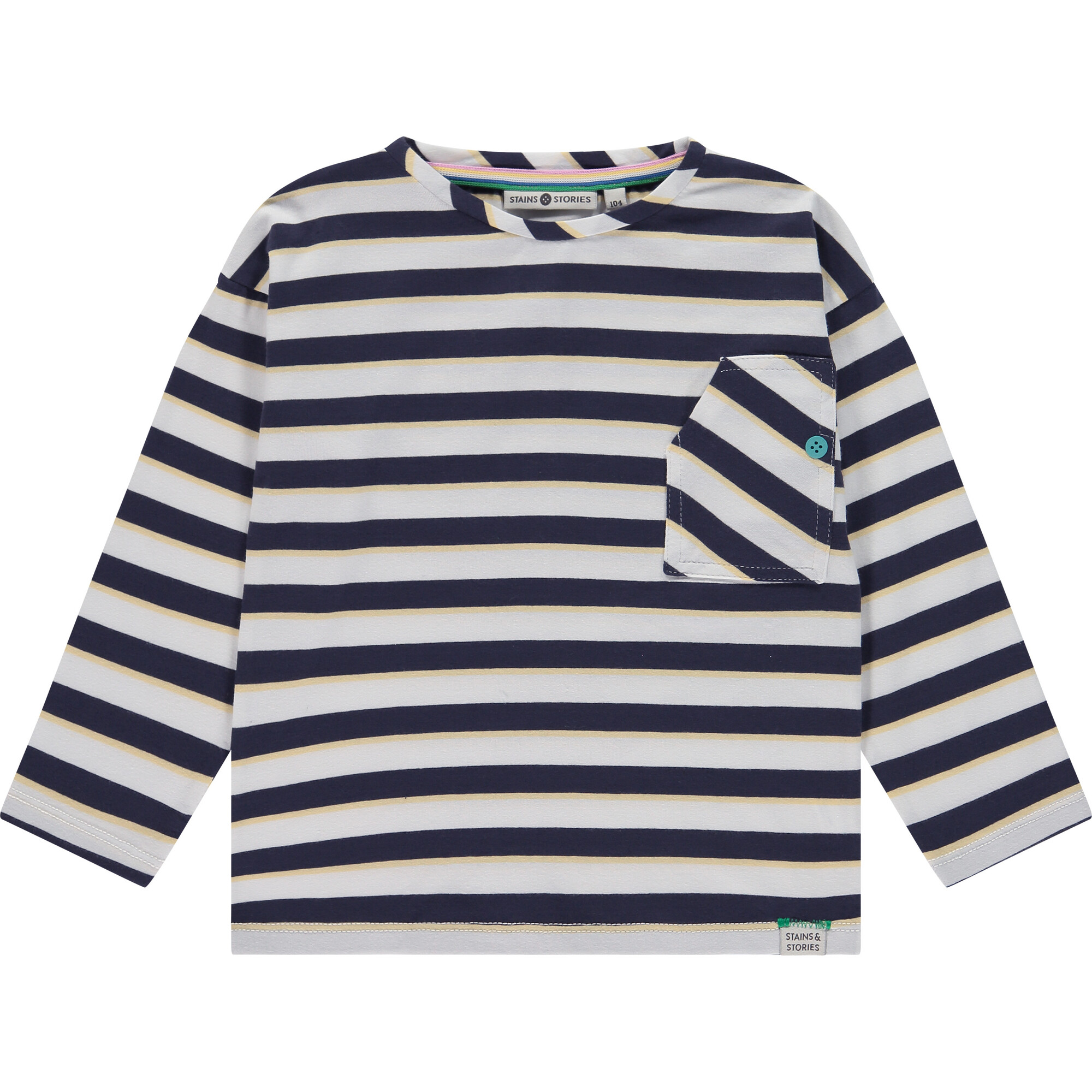 Striped Long Sleeve T-Shirt, Cloud Stripes - Stains and