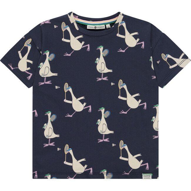 Goose Playing Tennis T-Shirt,Dark Royal Navy