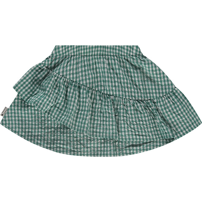 Gingham Skirt, Emerald Green - Skirts - 2