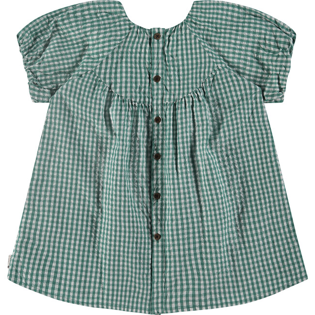 Gingham Dress, Emerald Green - Dresses - 2