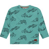 All Over Koi Fish Printed Long Sleeve Shirt,Turquoise - T-Shirts - 1 - thumbnail