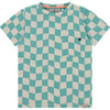 Checkered T-Shirt,Turquoise - T-Shirts - 1 - thumbnail