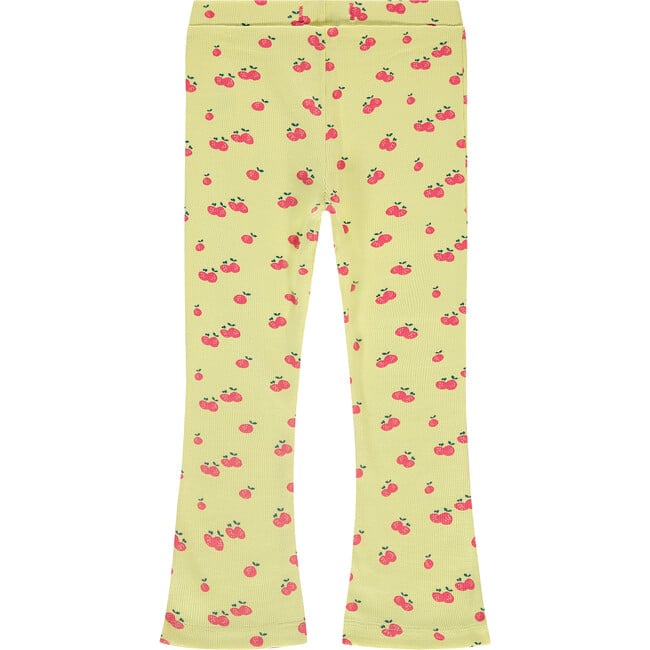 Cherry Printed Flared Leggings,Yellow - Leggings - 2