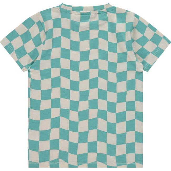 Checkered T-Shirt,Turquoise - T-Shirts - 2