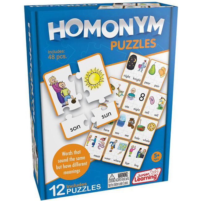 Homonym Puzzles for Ages 5-8, Grade 1 Grade 2 Learning