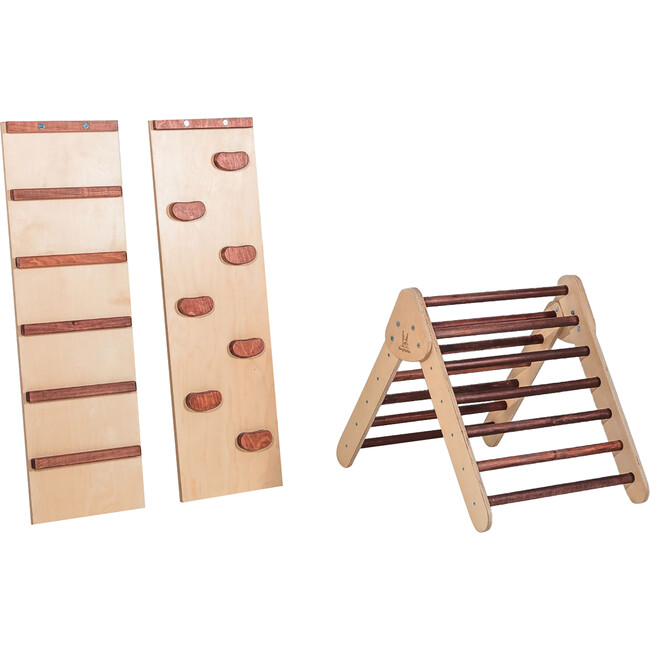 Red Oak Climbing Triangle with Ladder and Rock Wall, Starter Size