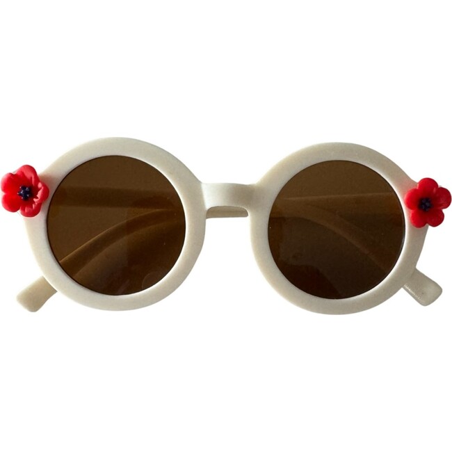 Simple Red Flowers Alina Round Sunnies, White