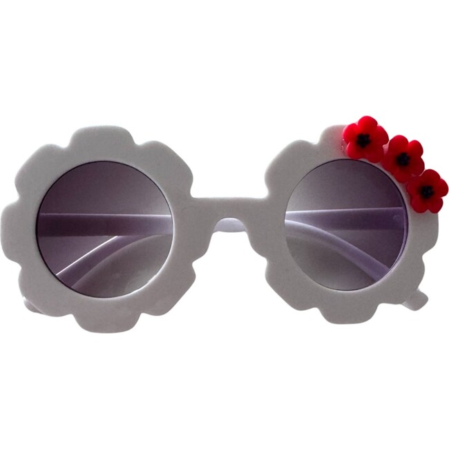 Side Red Flowers Cami Flower Sunnies, White