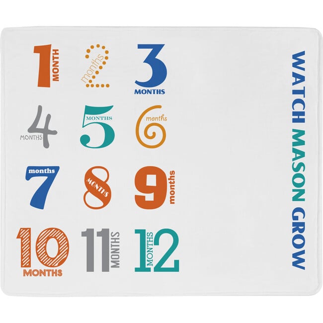 Watch Me Grow Milestone Baby Blanket, Blue - Playmats - 1