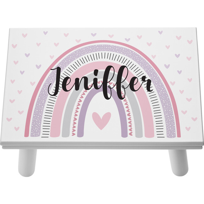 Rainbow Wishes Step Stool, White & Pink