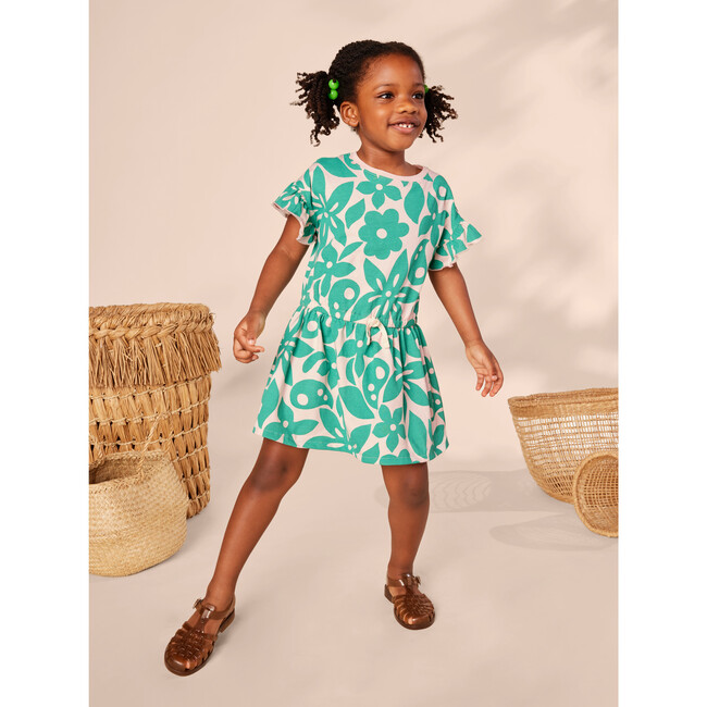 Tie Waist Short Flutter Sleeve Dress, Malindi Floral - Dresses - 4