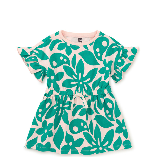 Tie Waist Short Flutter Sleeve Dress, Malindi Floral - Dresses - 5