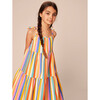 Tie Shoulder Tiered Dress, Lamu Sunset Stripe - Dresses - 6
