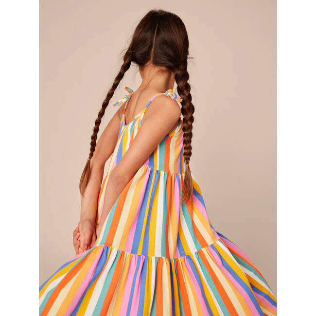 Tie Shoulder Tiered Dress, Lamu Sunset Stripe - Dresses - 7