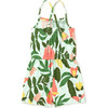 Smocked Sleeveless Cross-Back Strap Romper, Tropical Floral - Rompers - 2