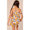Smocked Sleeveless Cross-Back Strap Romper, African Sunflowers - Rompers - 4