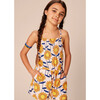Smocked Sleeveless Cross-Back Strap Romper, African Sunflowers - Rompers - 5