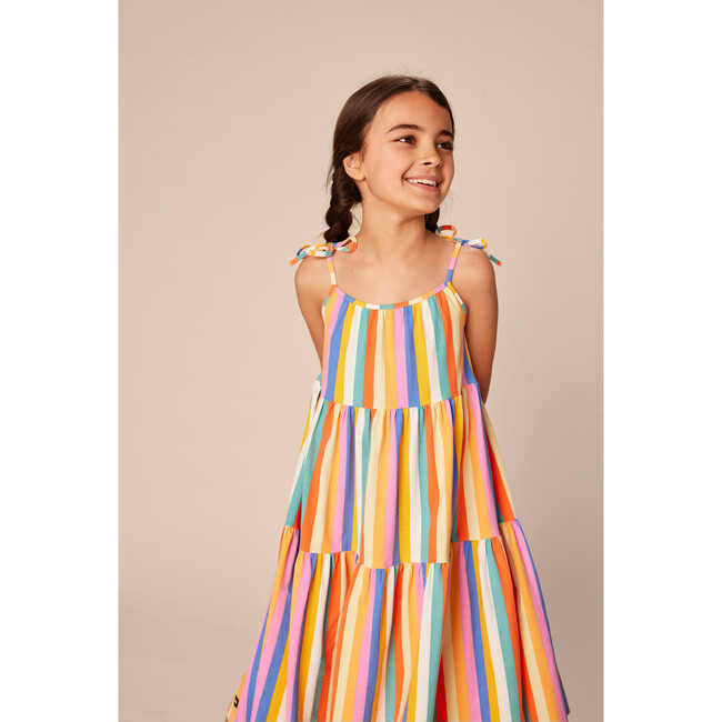 Tie Shoulder Tiered Dress, Lamu Sunset Stripe - Dresses - 9