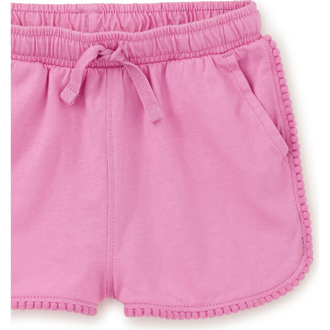 Pom-Pom Rounded Edge Drawstring Gym Shorts, Perennial Pink - Shorts - 3