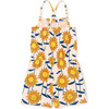 Smocked Sleeveless Cross-Back Strap Romper, African Sunflowers - Rompers - 9