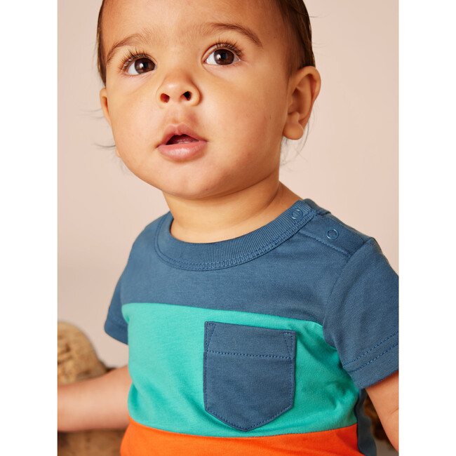 Baby Color-Block Pop Pocket Shortie Romper, Indian Teal - Shorts - 3