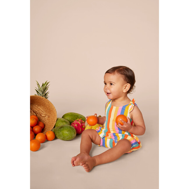 Baby Sleeveless Tie Shoulder Romper, Lamu Sunset Stripe - Rompers - 4