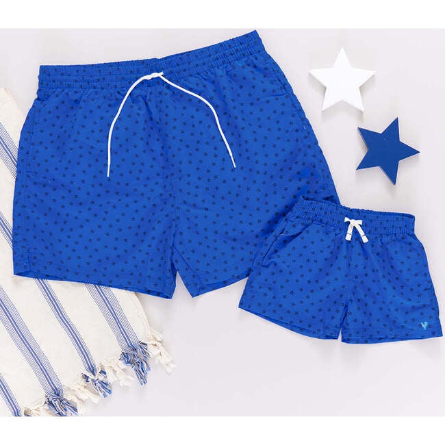 Mens Swim Trunk, Blue Ditsy Stars - Swim Trunks - 5