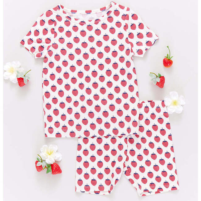 Kids Bamboo PJ Set, Petite Strawberries - Pajamas - 5