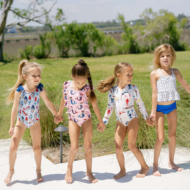 Girls Shelly Suit, Summer Treats - Pink Chicken Swim | Maisonette 