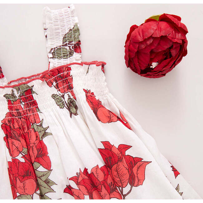 Girls Sofia Dress, Red Bougainvillea - Dresses - 4