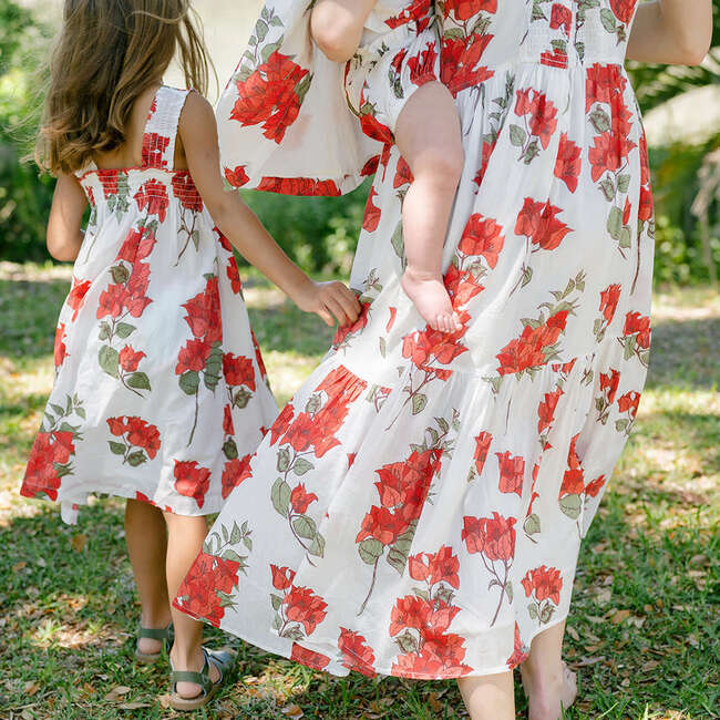 Girls Sofia Dress, Red Bougainvillea - Dresses - 5