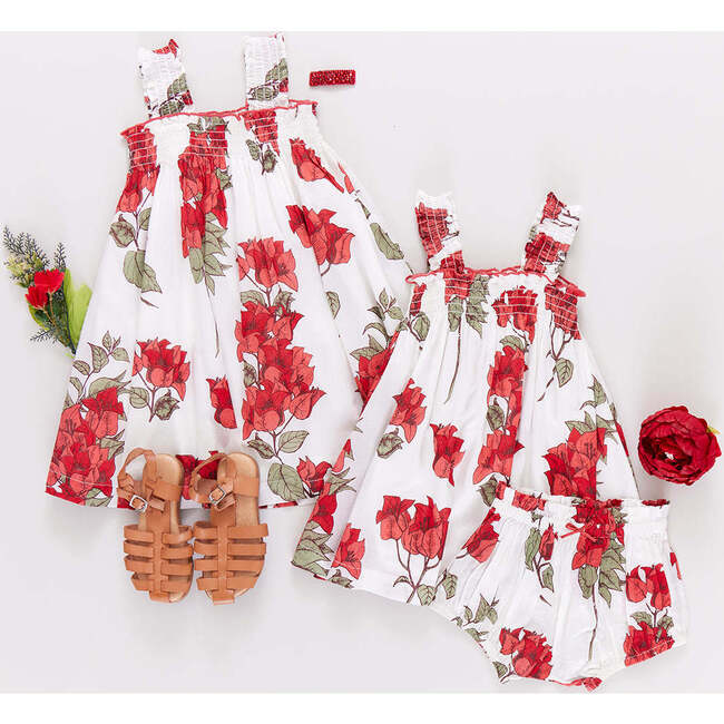 Girls Sofia Dress, Red Bougainvillea - Dresses - 6