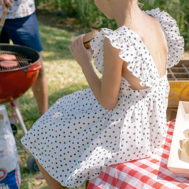 Girls Marceline Dress, Cream Ditsy Stars - Dresses - 5
