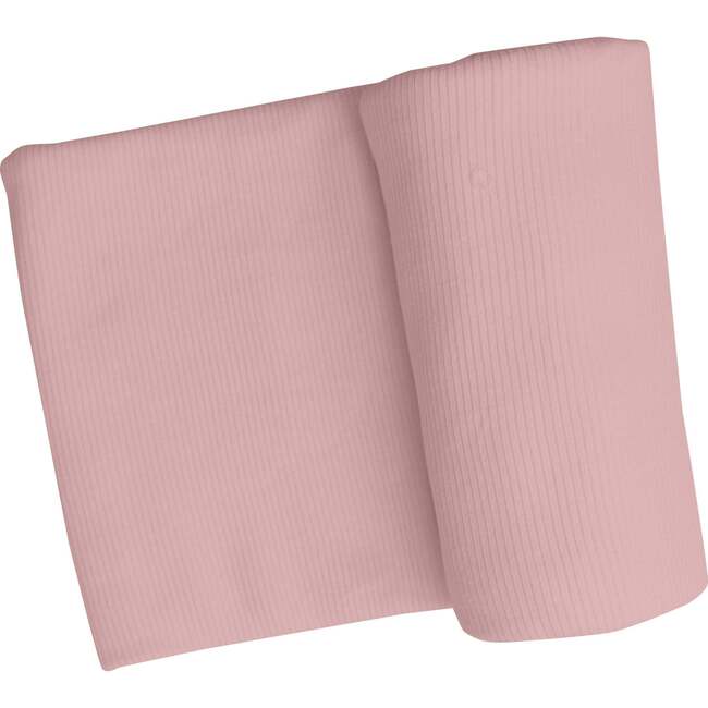 SILVER PINK SOLID RIB SWADDLE BLANKET, Pink