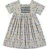 Polka Bubble Floral Print Dress, Blue - Dresses - 1 - thumbnail